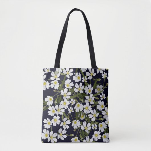 Witte veldbloemen: motief. tote bag (Voorkant)