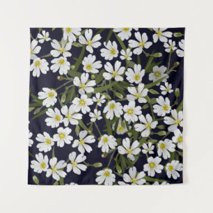 Witte veldbloemen: motief. wandkleed