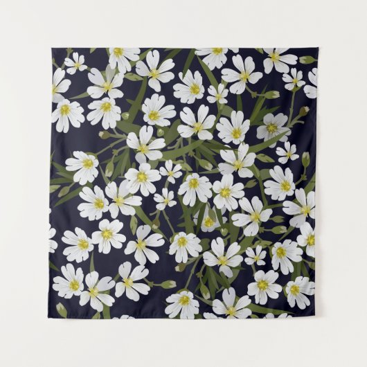 Witte veldbloemen: motief. wandkleed (Voorkant)