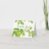 Witte ventilator en groene lederen tuin bedankkaart (Voorkant)