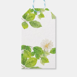 Witte ventilator en groene lederen tuin cadeaulabel