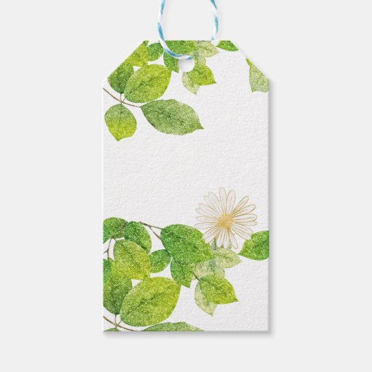 Witte ventilator en groene lederen tuin cadeaulabel (Voorkant)