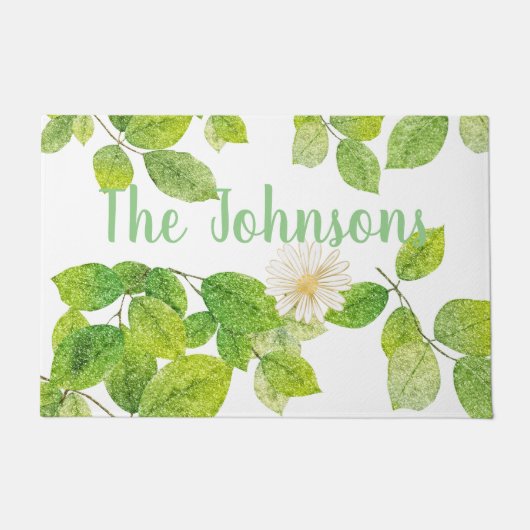 Witte ventilator en groene lederen tuin deurmat (Voorkant)