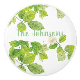 Witte ventilator en groene lederen tuin keramische knop