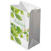 Witte ventilator en groene lederen tuin medium cadeauzakje (Voorkant Gekanteld)