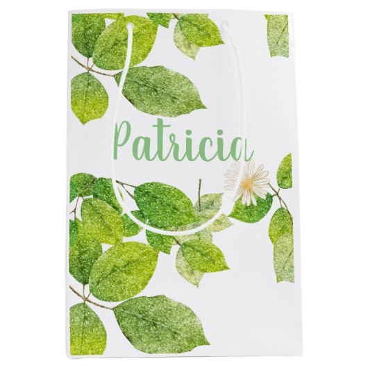 Witte ventilator en groene lederen tuin medium cadeauzakje (Voorkant)