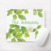 Witte ventilator en groene lederen tuin muismat (Met muis)