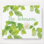 Witte ventilator en groene lederen tuin muismat (Voorkant)