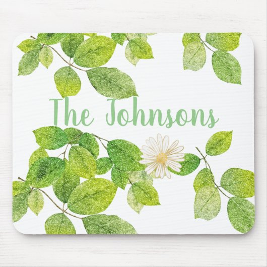 Witte ventilator en groene lederen tuin muismat (Voorkant)