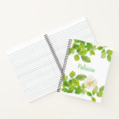 Witte ventilator en groene lederen tuin notitieboek (Binnen)