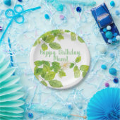 Witte ventilator en groene lederen tuin papieren bordje (Feest)