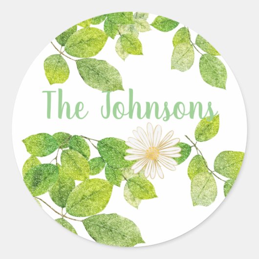 Witte ventilator en groene lederen tuin ronde sticker (Voorkant)