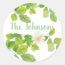 Witte ventilator en groene lederen tuin ronde sticker