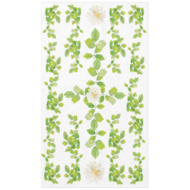 Witte ventilator en groene lederen tuin tafelkleed