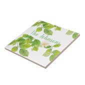 Witte ventilator en groene lederen tuin tegeltje (Zijkant)