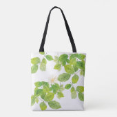 Witte ventilator en groene lederen tuin tote bag (Achterkant)