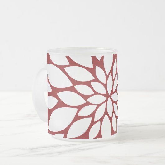  witte ventilator petal Art over rood Matglas Koffiemok (Voorkant links)