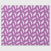 Witte veren afdruk op amethyst paars cadeaupapier (Vlak)