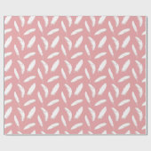 Witte veren afdruk op schelproze cadeaupapier (Vlak)