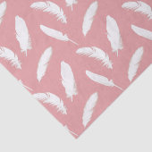 Witte veren afdruk op schelproze tissuepapier (Detail)