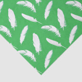 Witte veren afdrukken op jade groen tissuepapier (Detail)