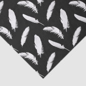 Witte veren afdrukken op zwart tissuepapier (Detail)