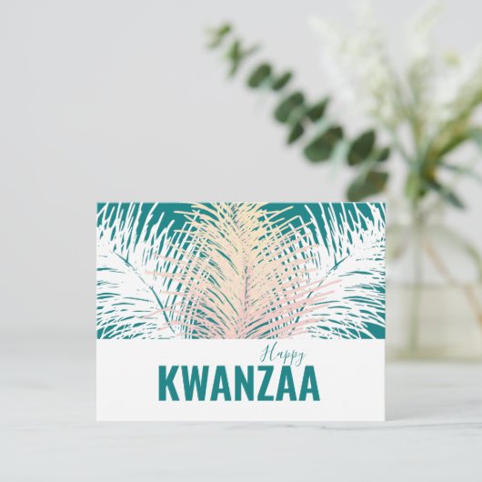 witte veren Black Holiday Happy Kwanzaa Briefkaart (Staand voorkant)