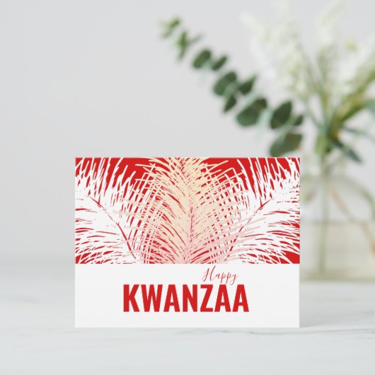 witte veren Black Holiday Happy Kwanzaa Briefkaart (Staand voorkant)