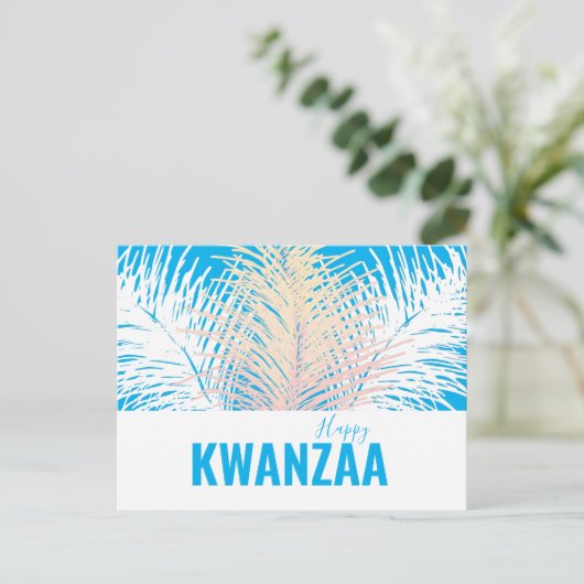 witte veren Black Holiday Happy Kwanzaa Briefkaart (Staand voorkant)