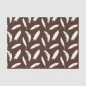 Witte veren druk op chocoladebruin tissuepapier (Voorkant)