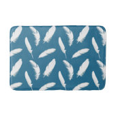 Witte veren op Denim Blue Badmat (Voorkant)