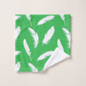 Witte veren op Jade Green Bad Handdoek (Wasdoekje)