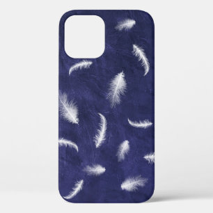 Witte veren op Paars leder Case-Mate iPhone Case