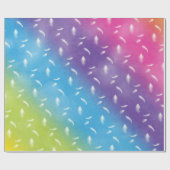 Witte veren op regenboog cadeaupapier (Vlak)