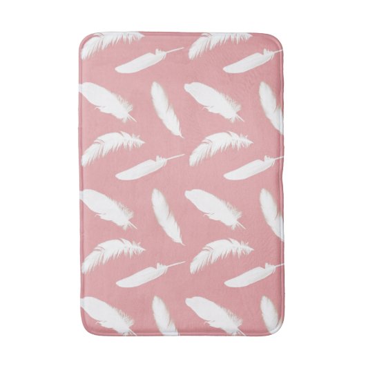 Witte veren op Shell Roze Badmat (Voorkant Verticaal)