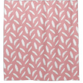 Witte veren op Shell Roze Douchegordijn (Voorkant)