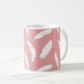 Witte veren op Shell Roze Koffiemok (Voorkant rechts)