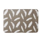 Witte veren op Taupe Tan Badmat (Voorkant)