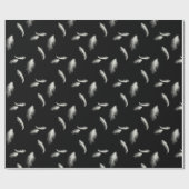 Witte veren op zwart cadeaupapier (Vlak)