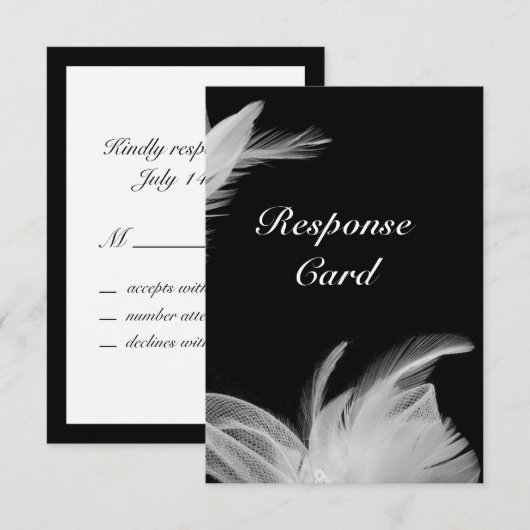 Witte veren RSVP Kaartje (Voorkant / Achterkant)