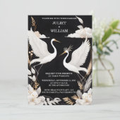 Witte veren rustieke aziatische lucht wolk kraan b kaart (Staand voorkant)