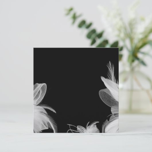 Witte Veren Uitnodiging (Staand voorkant)