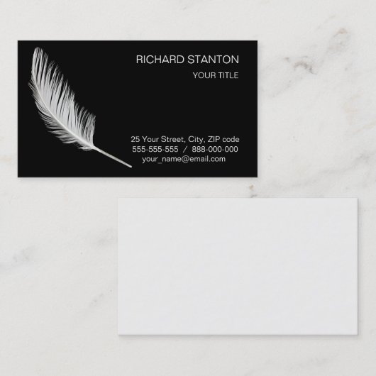 Witte veren visitekaartje (Voorkant / Achterkant)