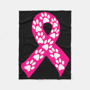 Witte verf drukt Roze borstkankerwaarschuwing Ribb Fleece Deken