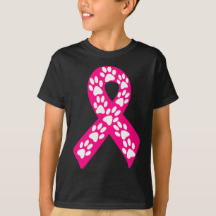 Witte verf drukt Roze borstkankerwaarschuwing Ribb T-shirt