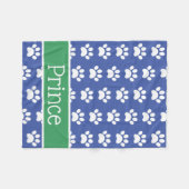 Witte verfdrukken op blauw met Groen aangepast Fleece Deken (Voorkant (Horizontaal))