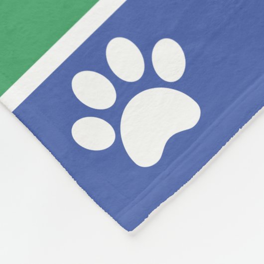 Witte verfdrukken op blauw met Groen aangepast Fleece Deken (Hoek)