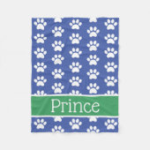 Witte verfdrukken op blauw met Groen aangepast Fleece Deken (Voorkant)