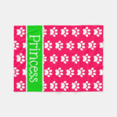 Witte verfdrukken op roze met een groene, aangepas fleece deken (Voorkant (Horizontaal))