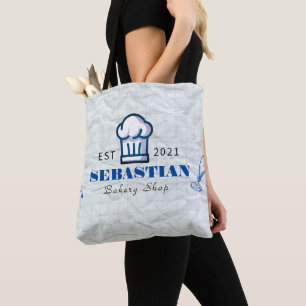 Witte Verfrommelde Textuur Chef Naam Bakkerij Shop Tote Bag